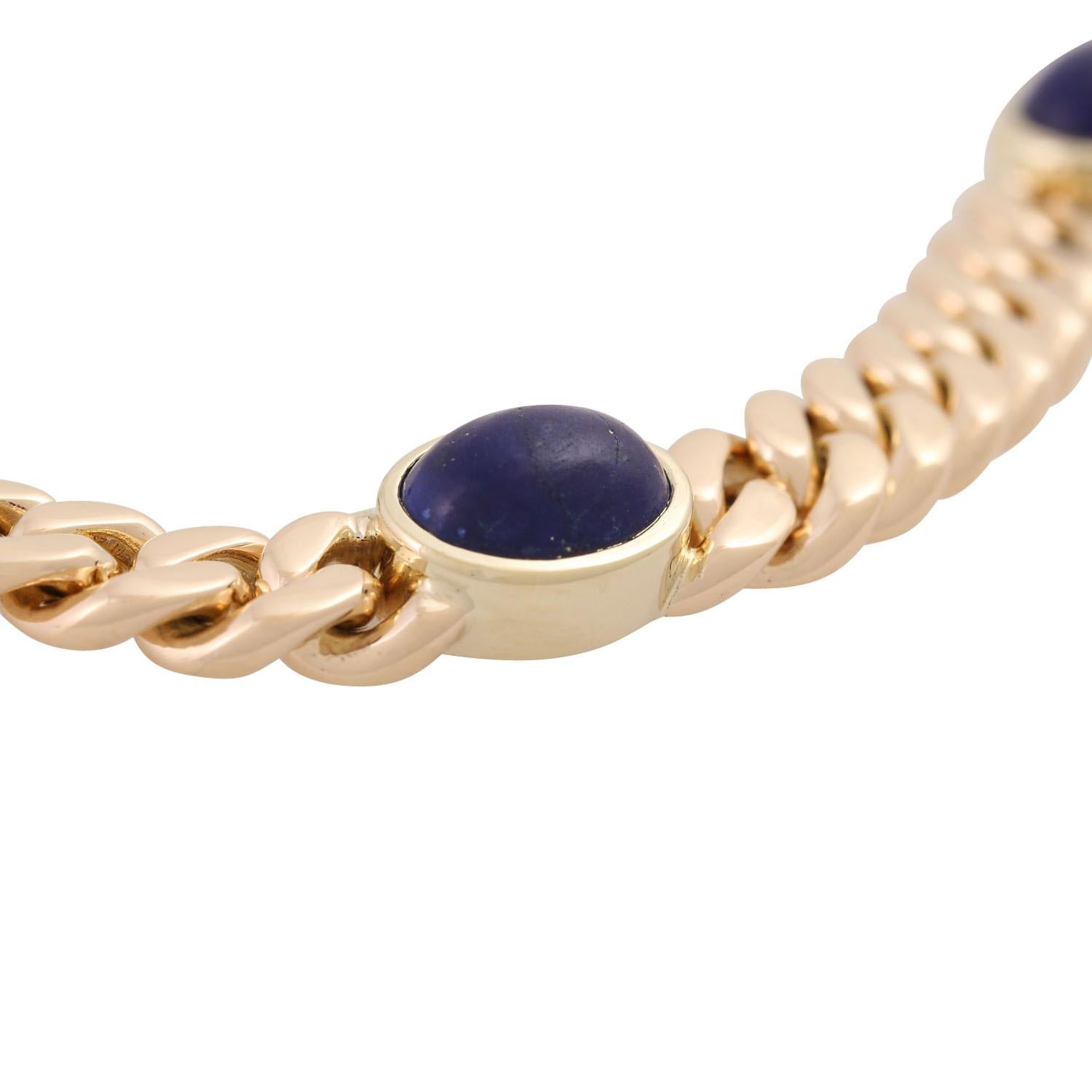 Curb-Armband mit 5 Lapislazuli-Lazuli Damen im Angebot