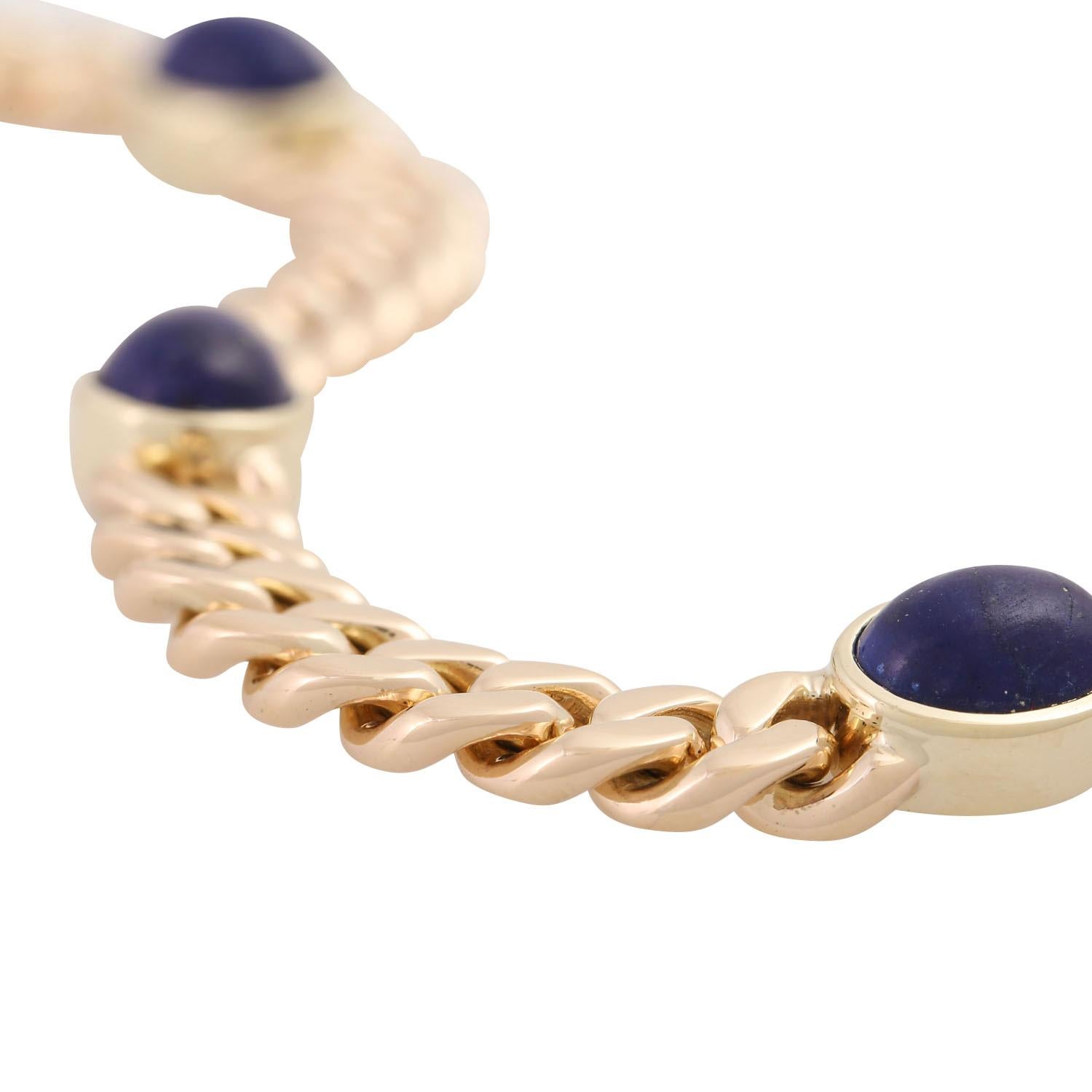 Curb-Armband mit 5 Lapislazuli-Lazuli im Angebot 1