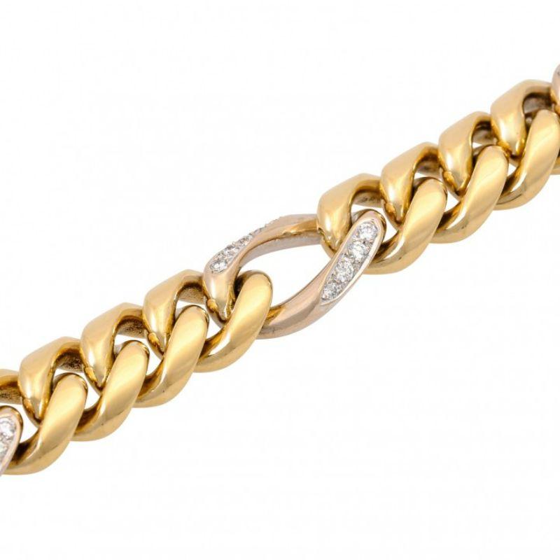 Brilliant Cut Curb Bracelet with Diamonds For Sale