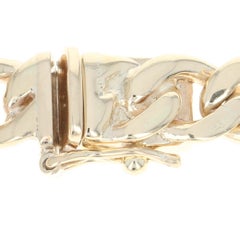 Curb Chain Bracelet, 14 Karat Yellow Gold Men's Gift