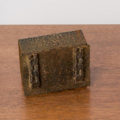 Curb Chain Brutalista "Martelé" Scatola decorativa in acciaio patinato - Francia anni '70