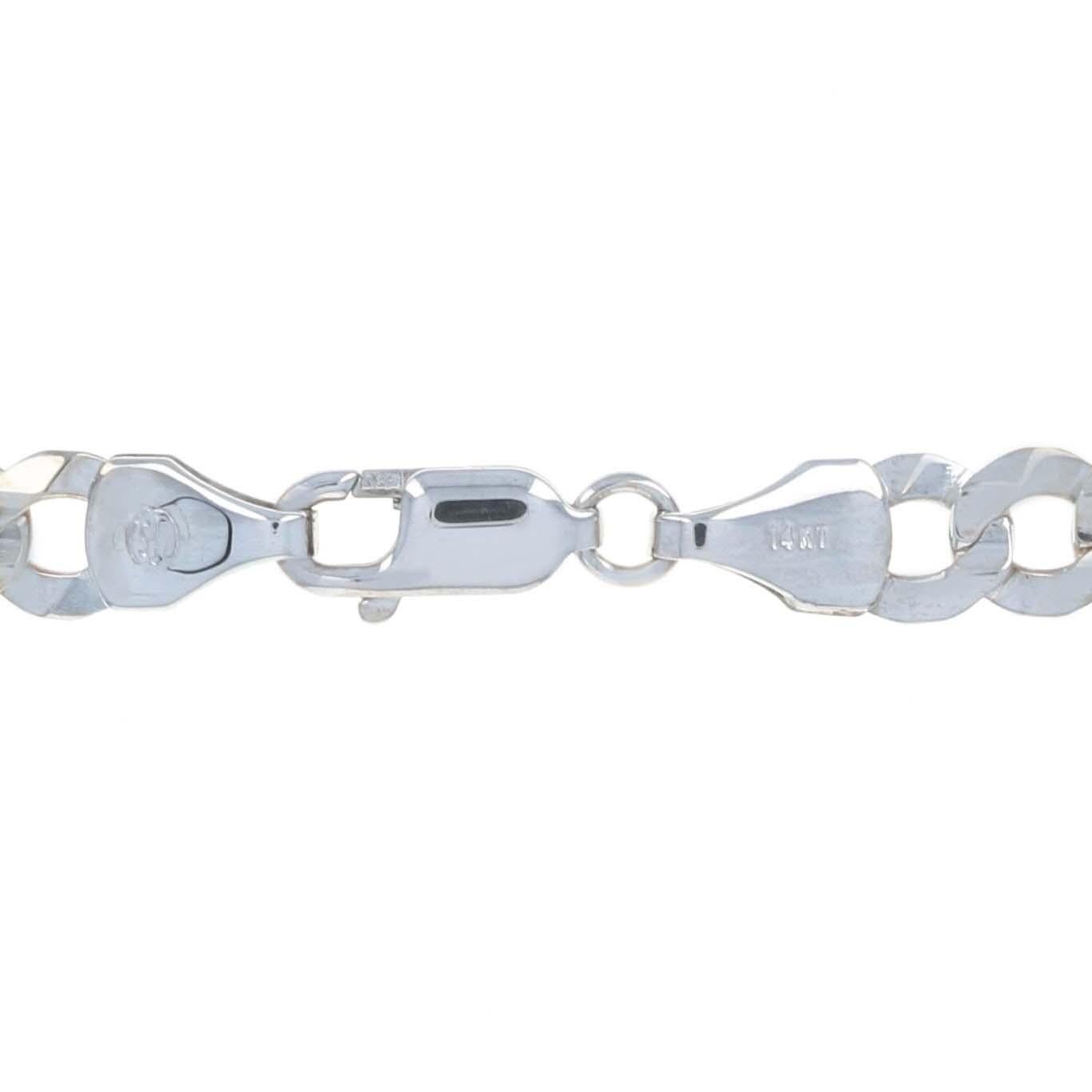 Curb Chain Necklace, 14k White Gold Lobster Claw Clasp In Excellent Condition In Greensboro, NC
