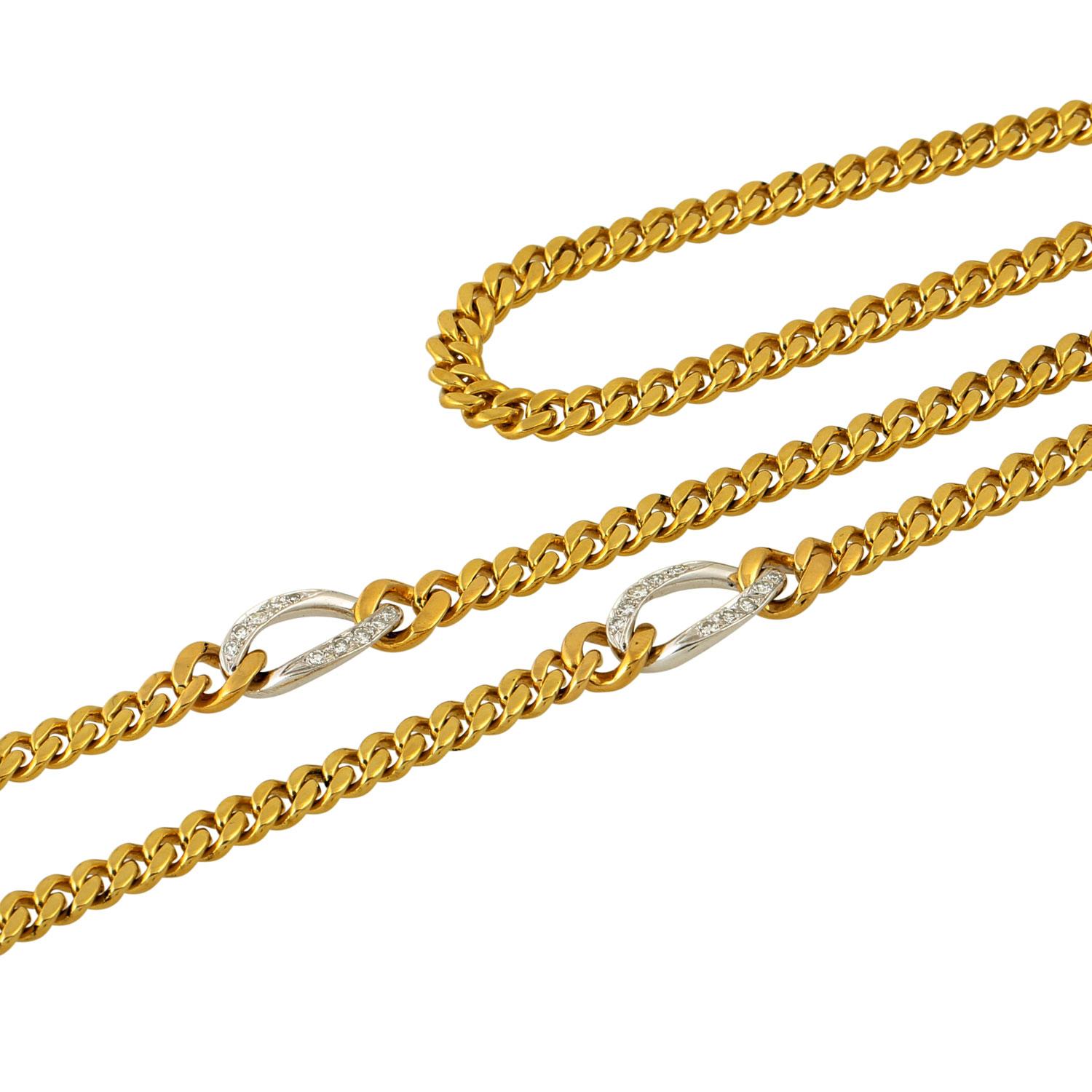 Curb Chain with 40 Octagonal Diamonds In Good Condition For Sale In Stuttgart, BW