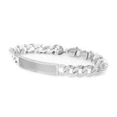 Curb Cuban Link Chain Mens ID Polished Bracelet 925 Sterling Silver
