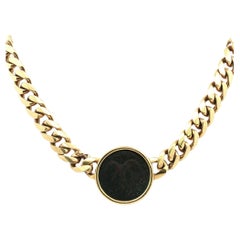 Collana vintage con medaglione israeliano in oro giallo 18 carati "Curb Link", 15 pollici