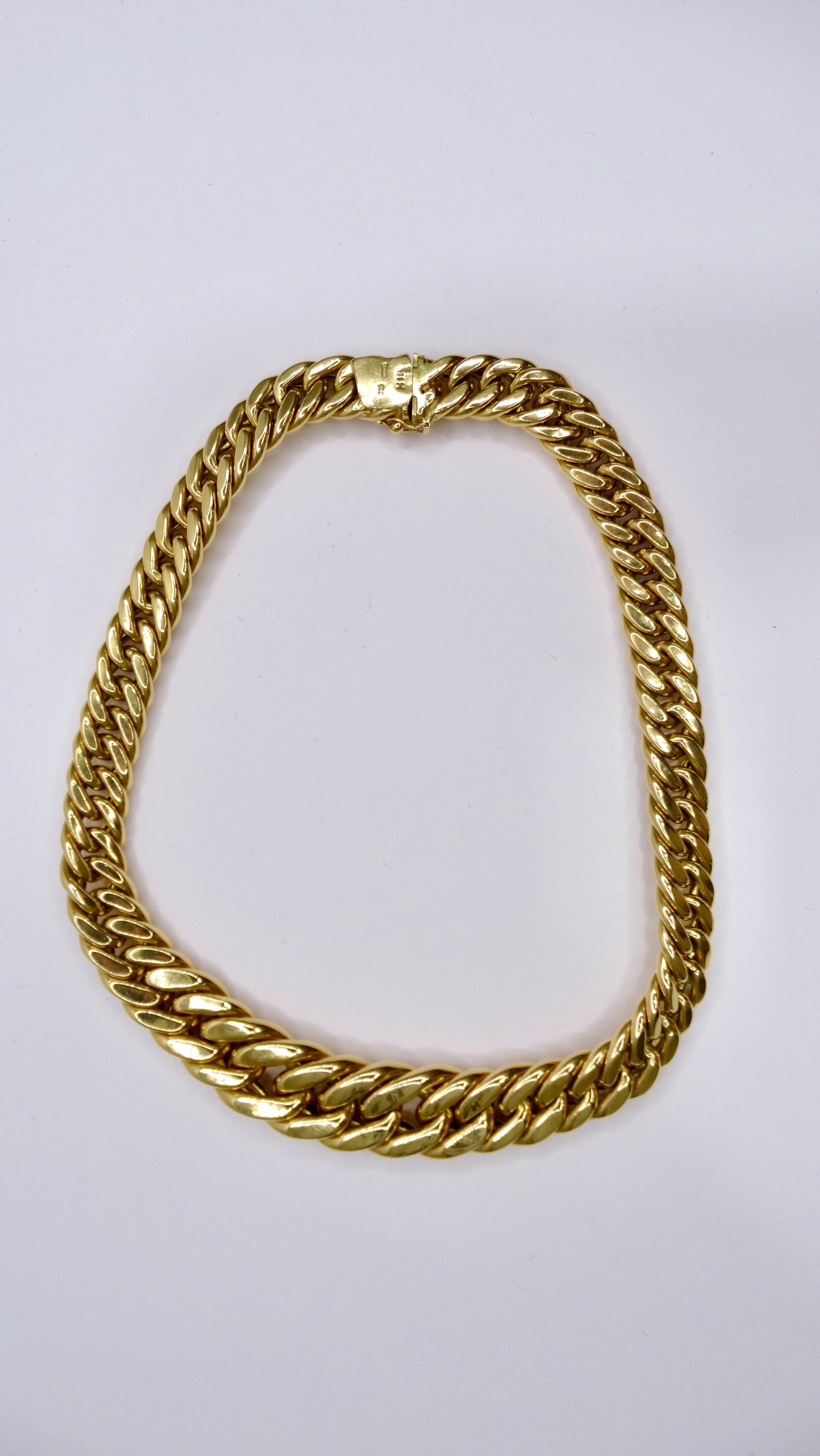 Curb Link 18k Yellow Gold Flat Choker Necklace In Good Condition In Scottsdale, AZ