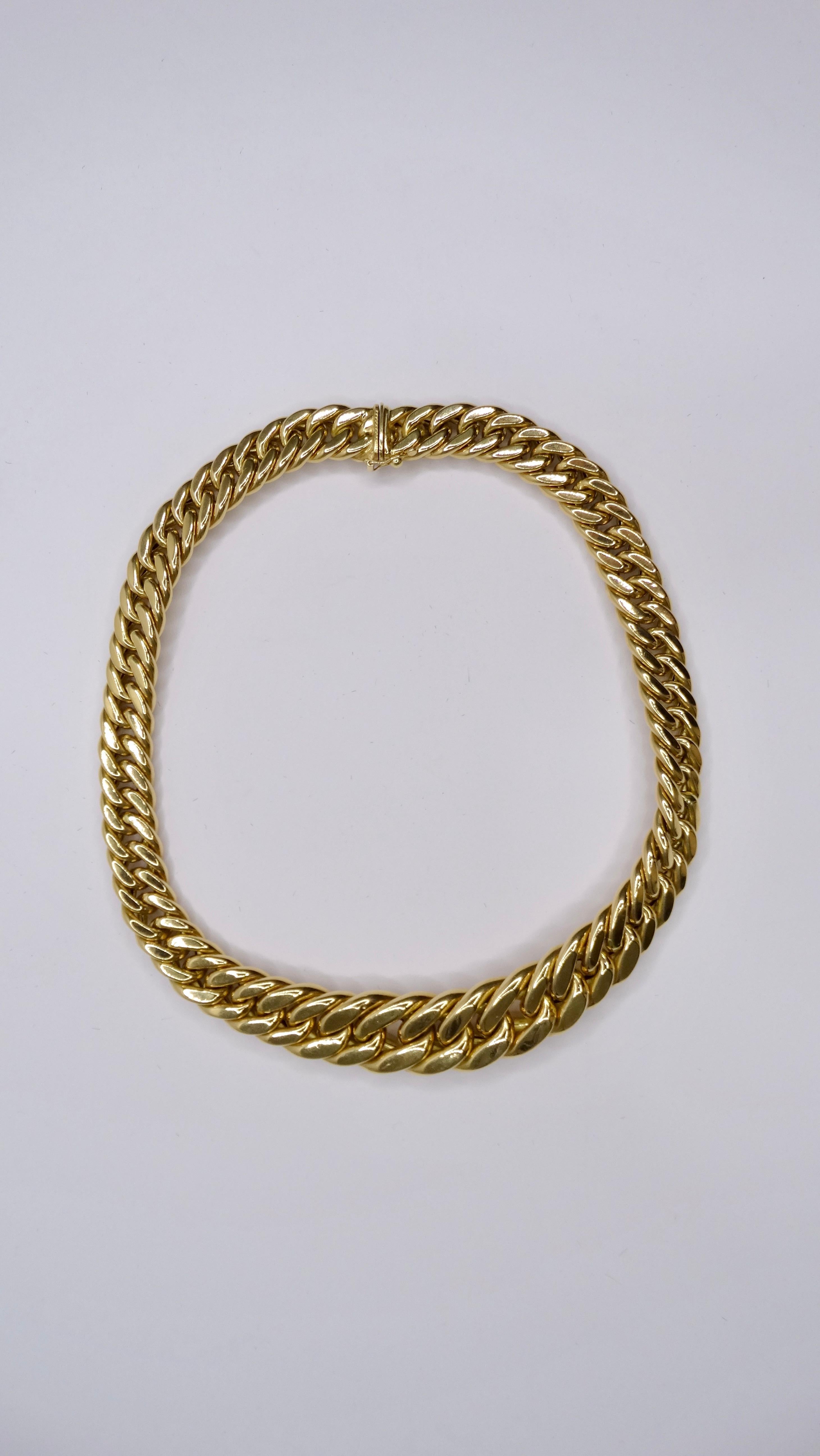 Curb Link 18k Yellow Gold Flat Choker Necklace 3