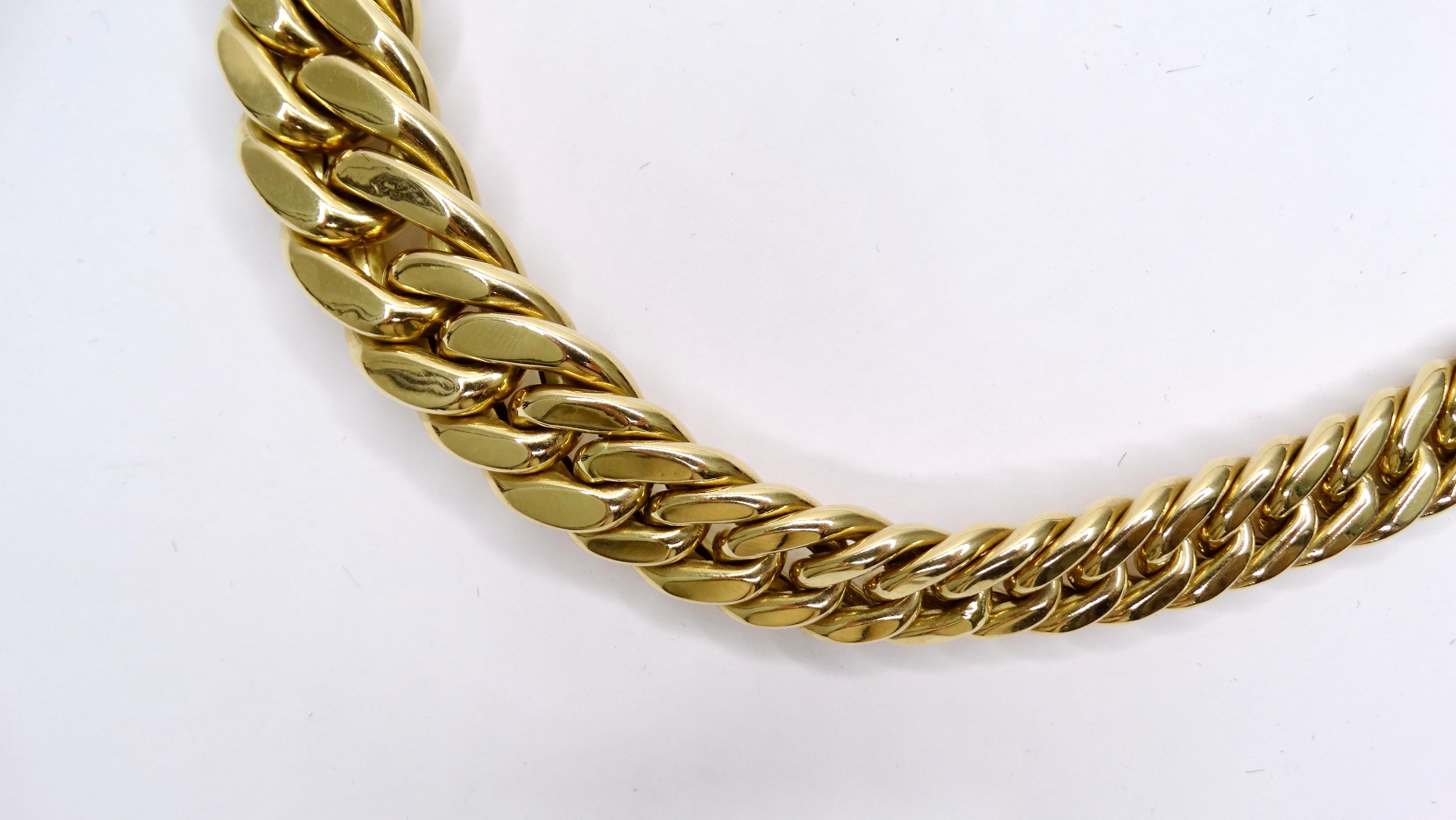 Curb Link 18k Yellow Gold Flat Choker Necklace 4
