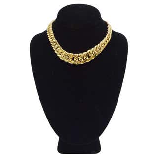 18 Karat Yellow Gold Italian Graduated Curb Link Chain Necklace at ...
