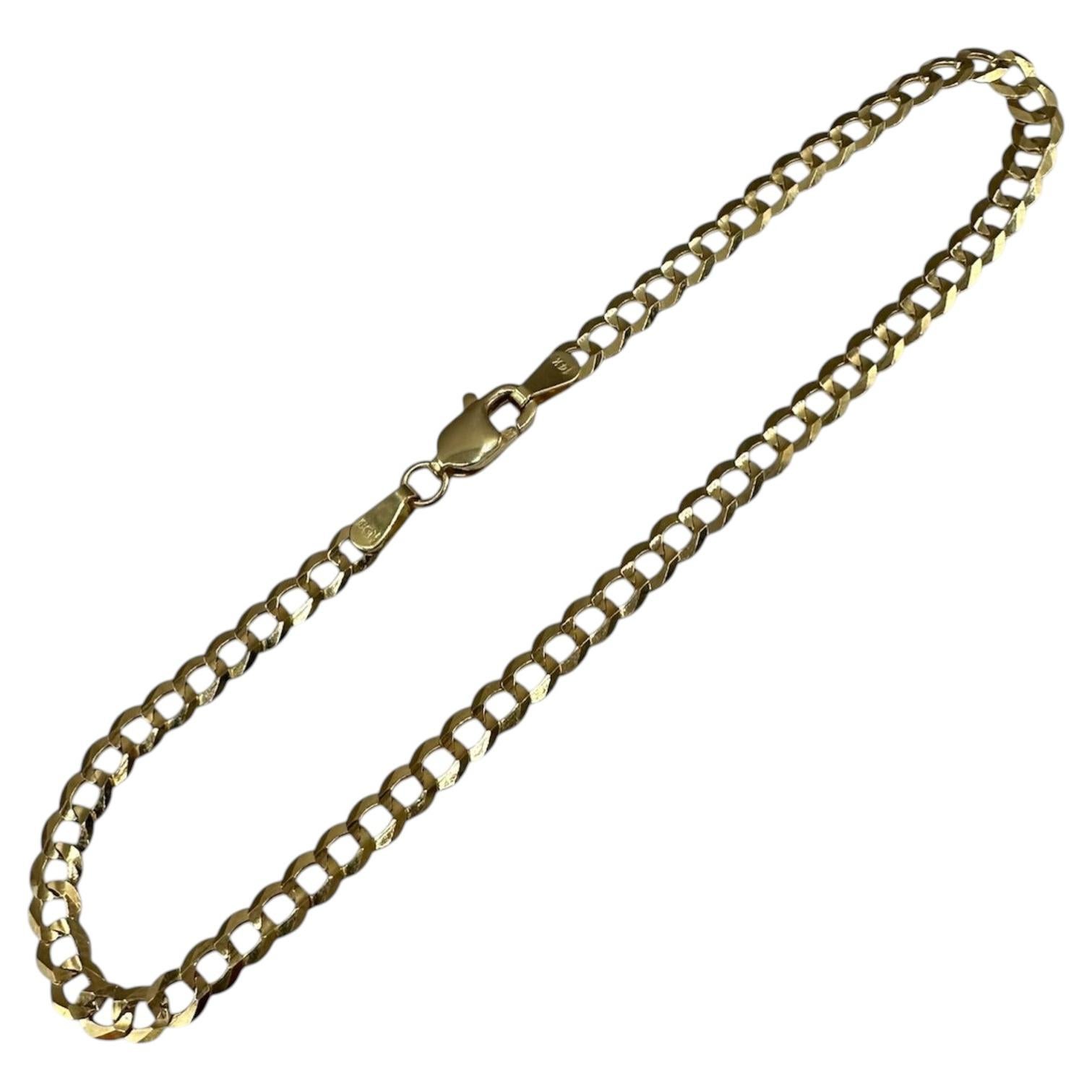 Curb Link Bracelet 14kt Yellow Gold 8in 3.7mm 3.25g Solid New For Sale