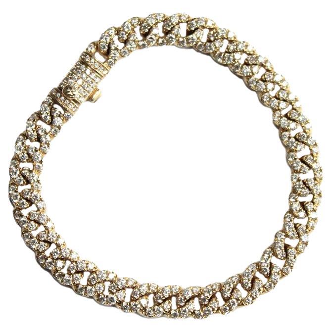 Curb Link Diamond Bracelet with 261 round diamonds 3.75 CT For Sale