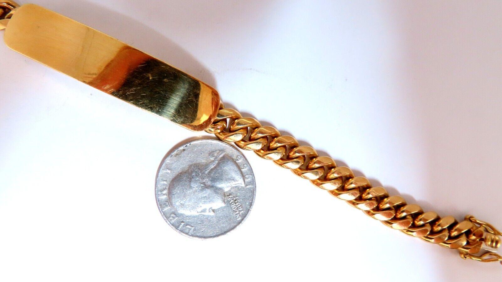 Women's or Men's Curb Link ID Tag Bracelet 18kt 50.5 Grams For Sale
