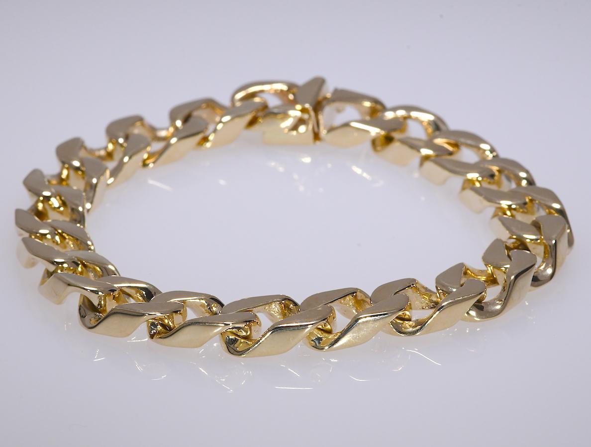 Women's or Men's Curb Link Yellow Gold Bracelet 14 Karat 74.1 Grams