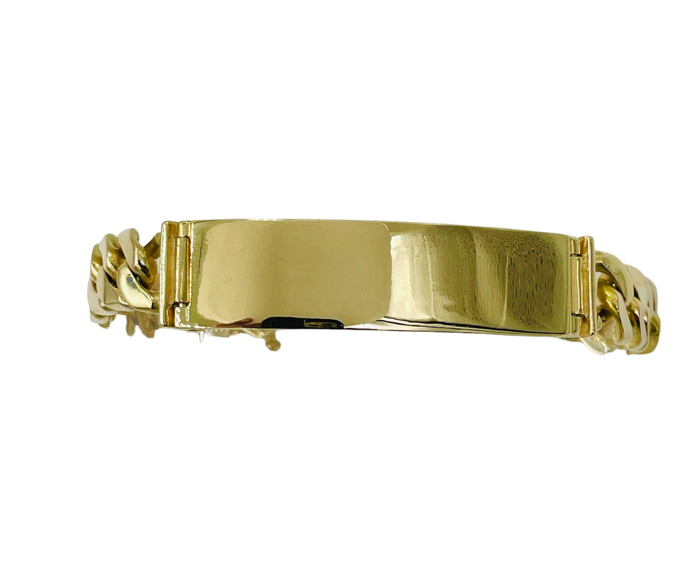 Curb Link Yellow Gold ID Bracelet  In Good Condition In Los Angeles, CA