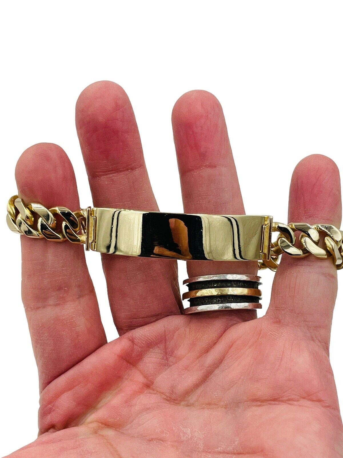 Curb Link Yellow Gold ID Bracelet  3