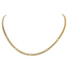 Curb Necklace with 5 Diamonds