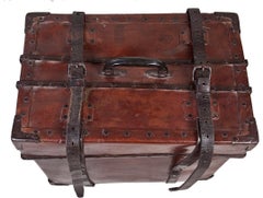 Cured Leather Steamer Luggage Trunk Early, 1900s