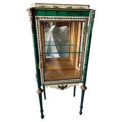 Curio Cabinet Vitrine Hand Painted Russian Style Faux Malachite Ormolu