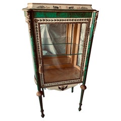 Curio Cabinet Vitrine Hand Painted Russian Style Faux Malachite Ormolu