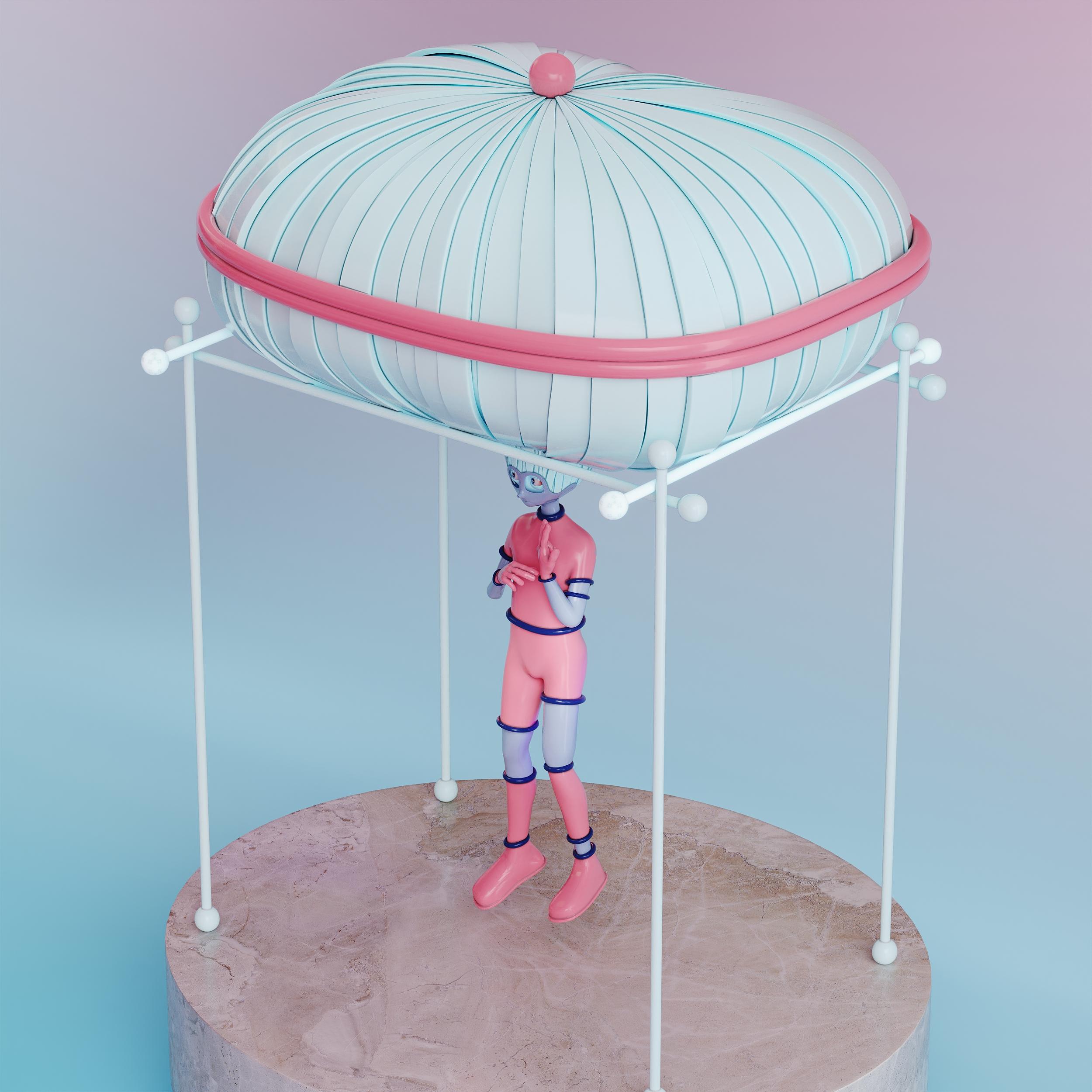 Joyero de diseño contemporáneo rosa y azul Curiosity Box de Taras Yoom en venta 1