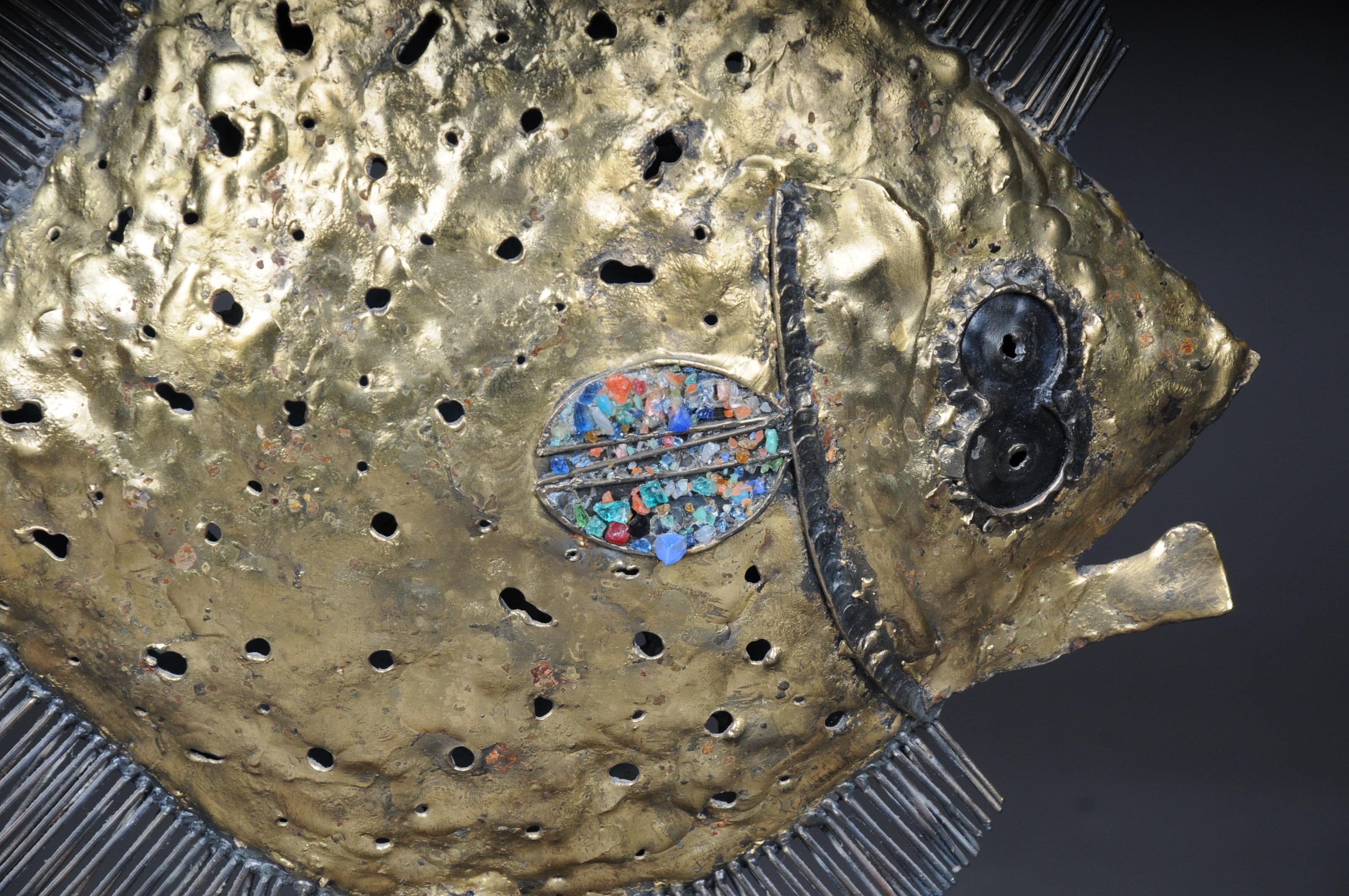 Curious and Decorative Puffer Fish Sculpture, Brass For Sale 3