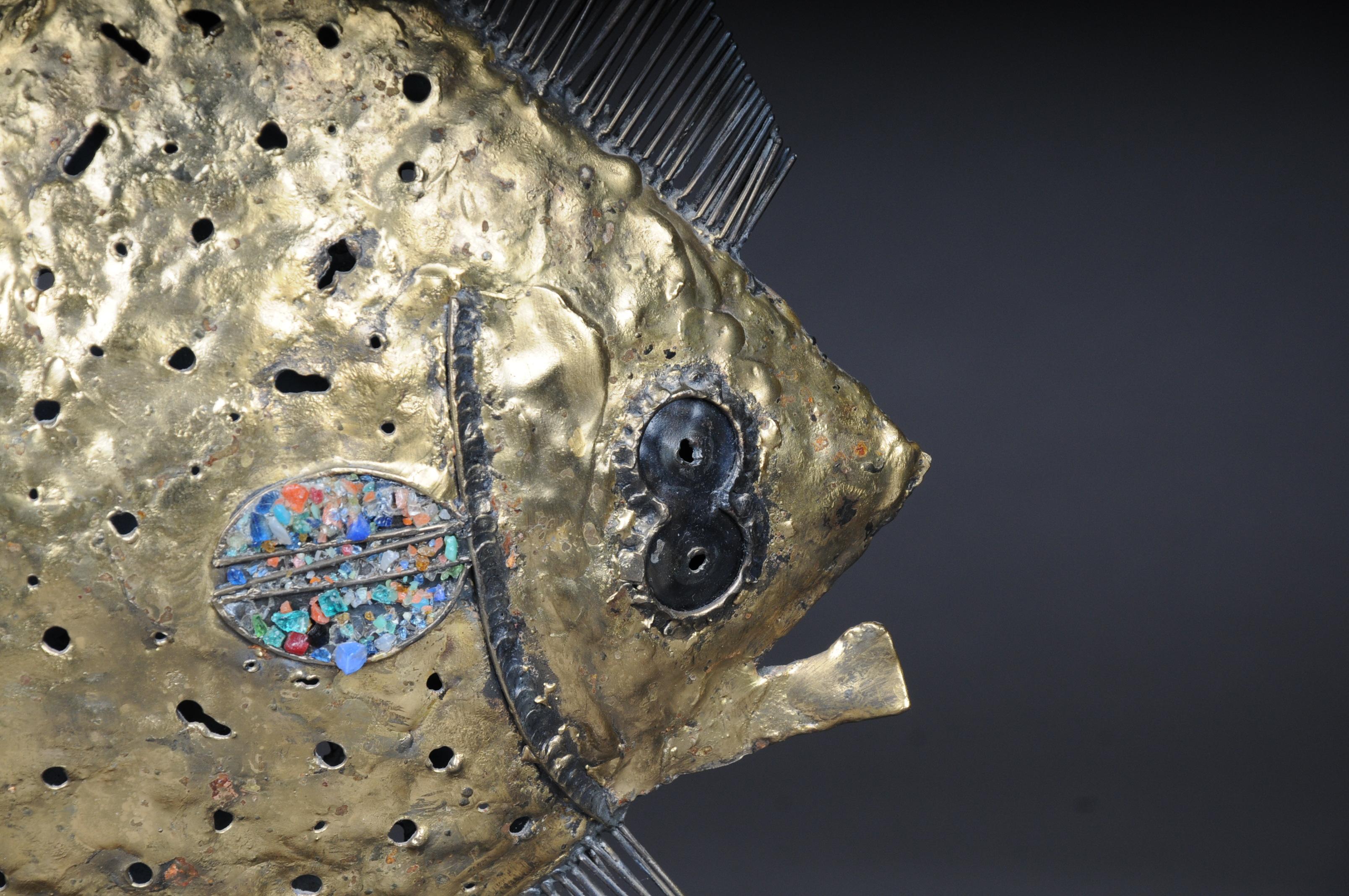 Curious and Decorative Puffer Fish Sculpture, Brass For Sale 4