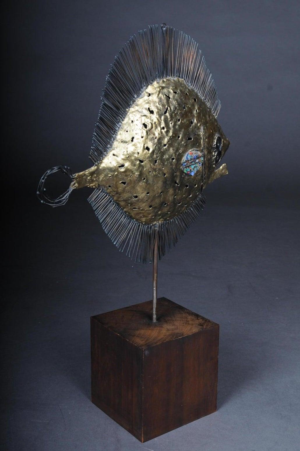 Scultura di pesce palla curiosa e decorativa, ottone in vendita 1