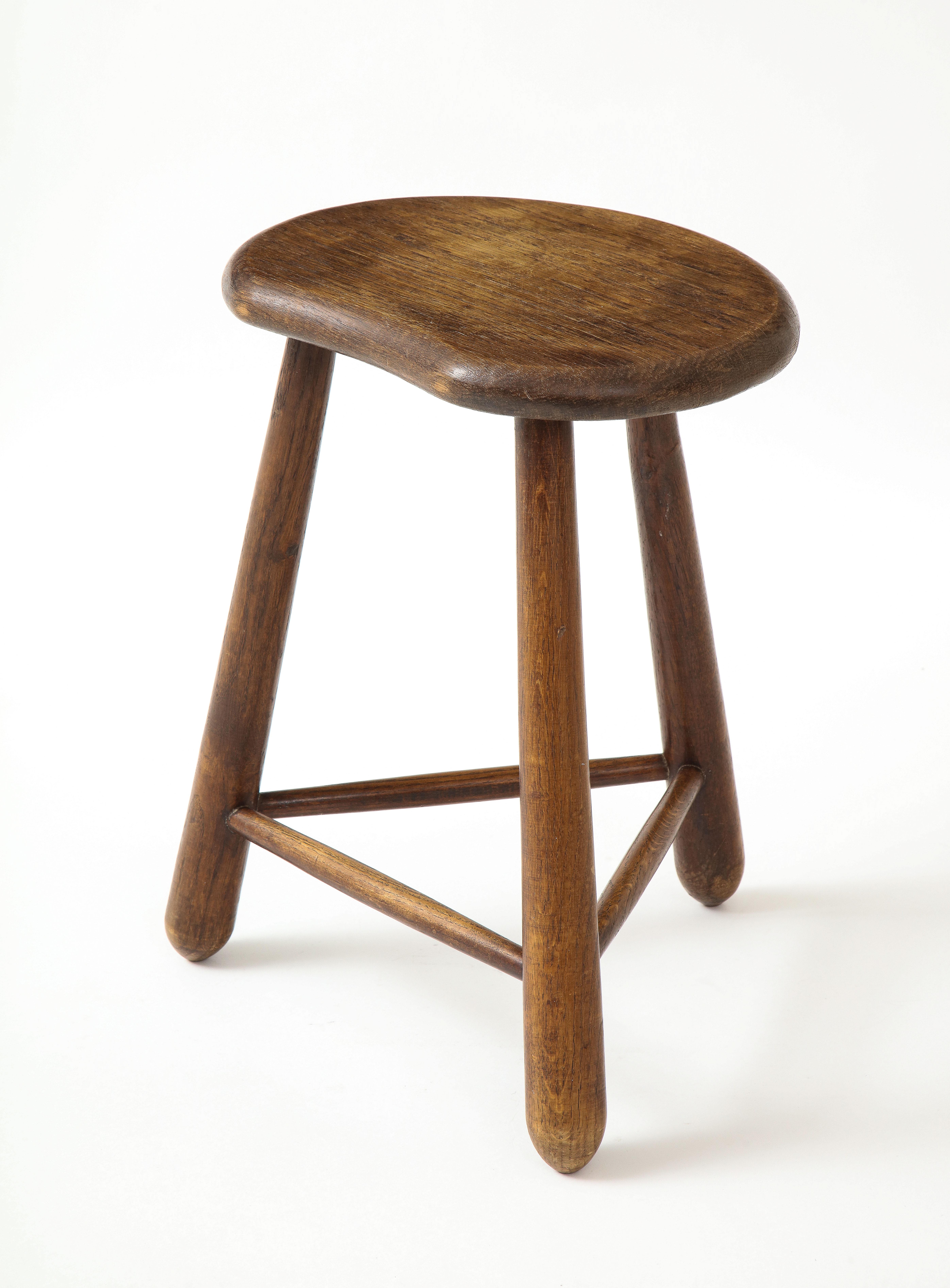 Mid-20th Century Curious French Oak Stool, c. 1950