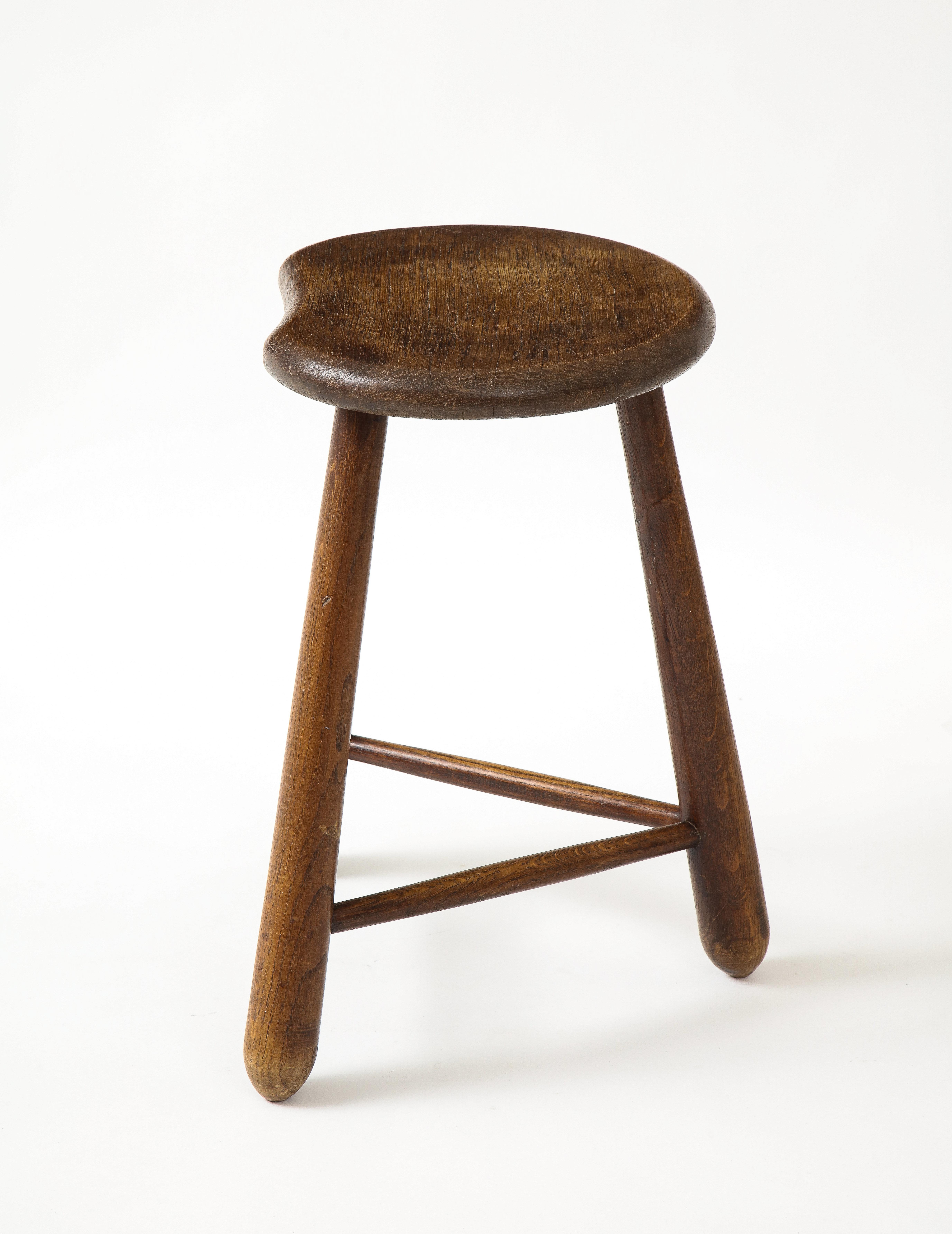 Curious French Oak Stool, c. 1950 1