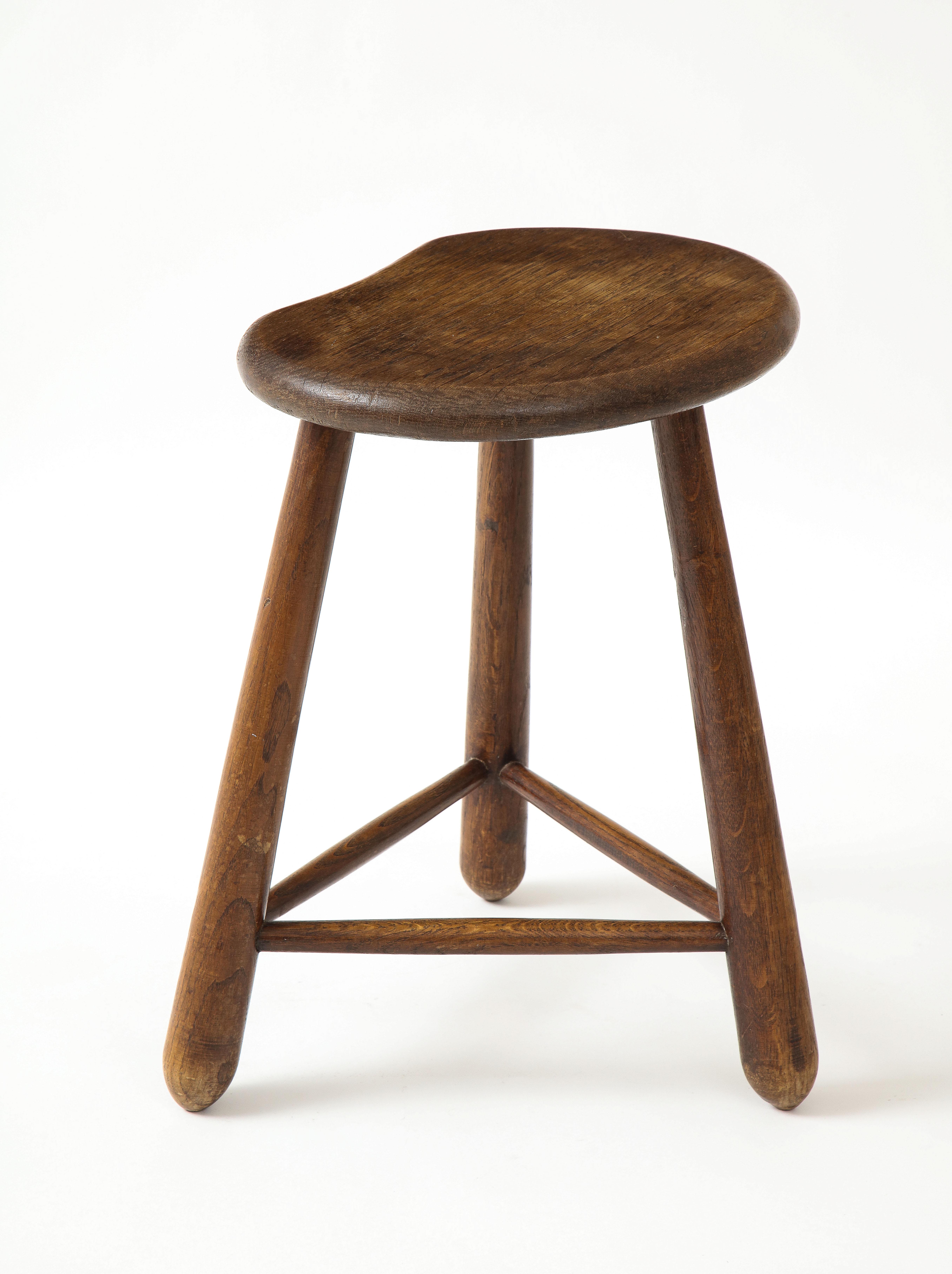 Curious French Oak Stool, c. 1950 2