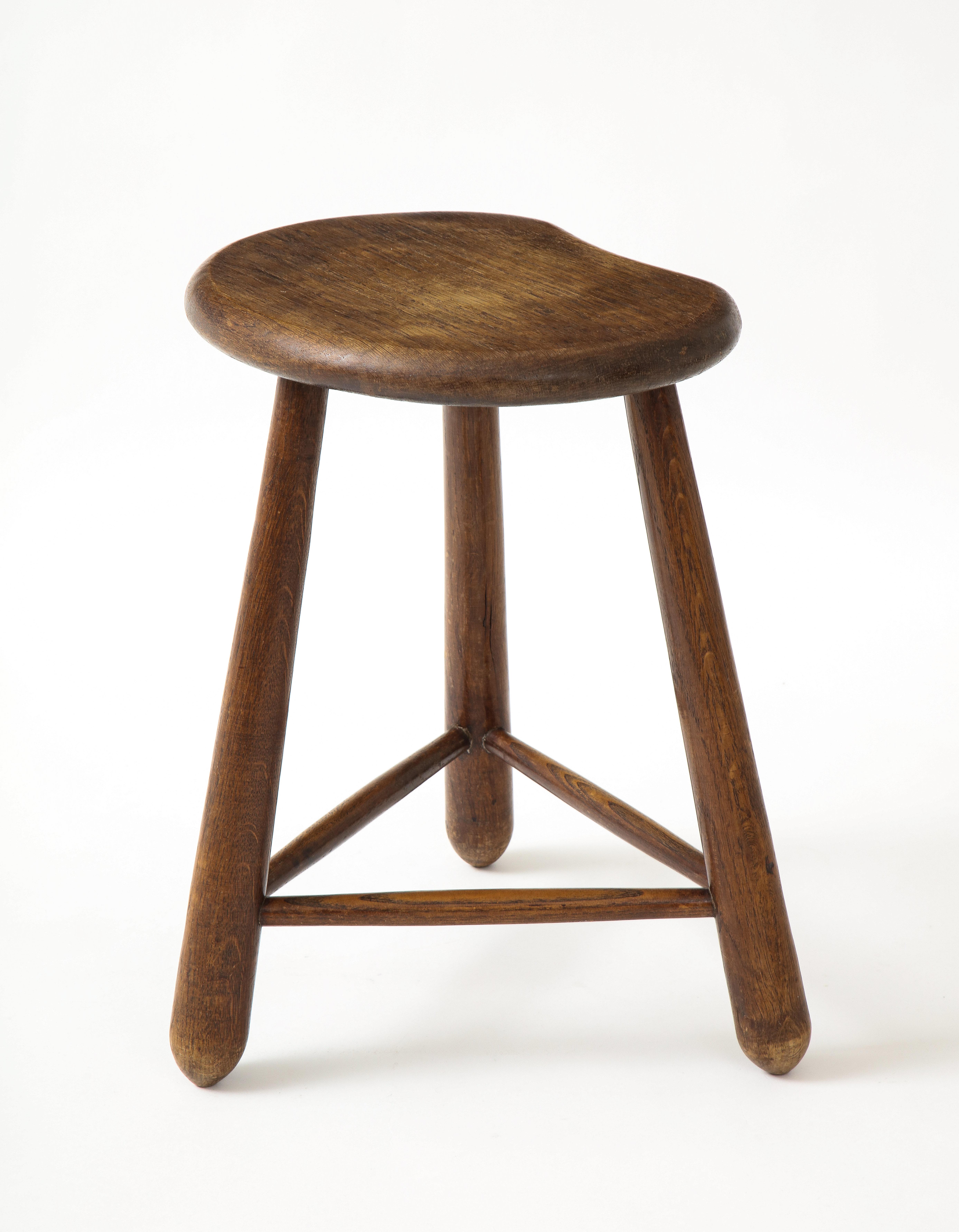 Curious French Oak Stool, c. 1950 4