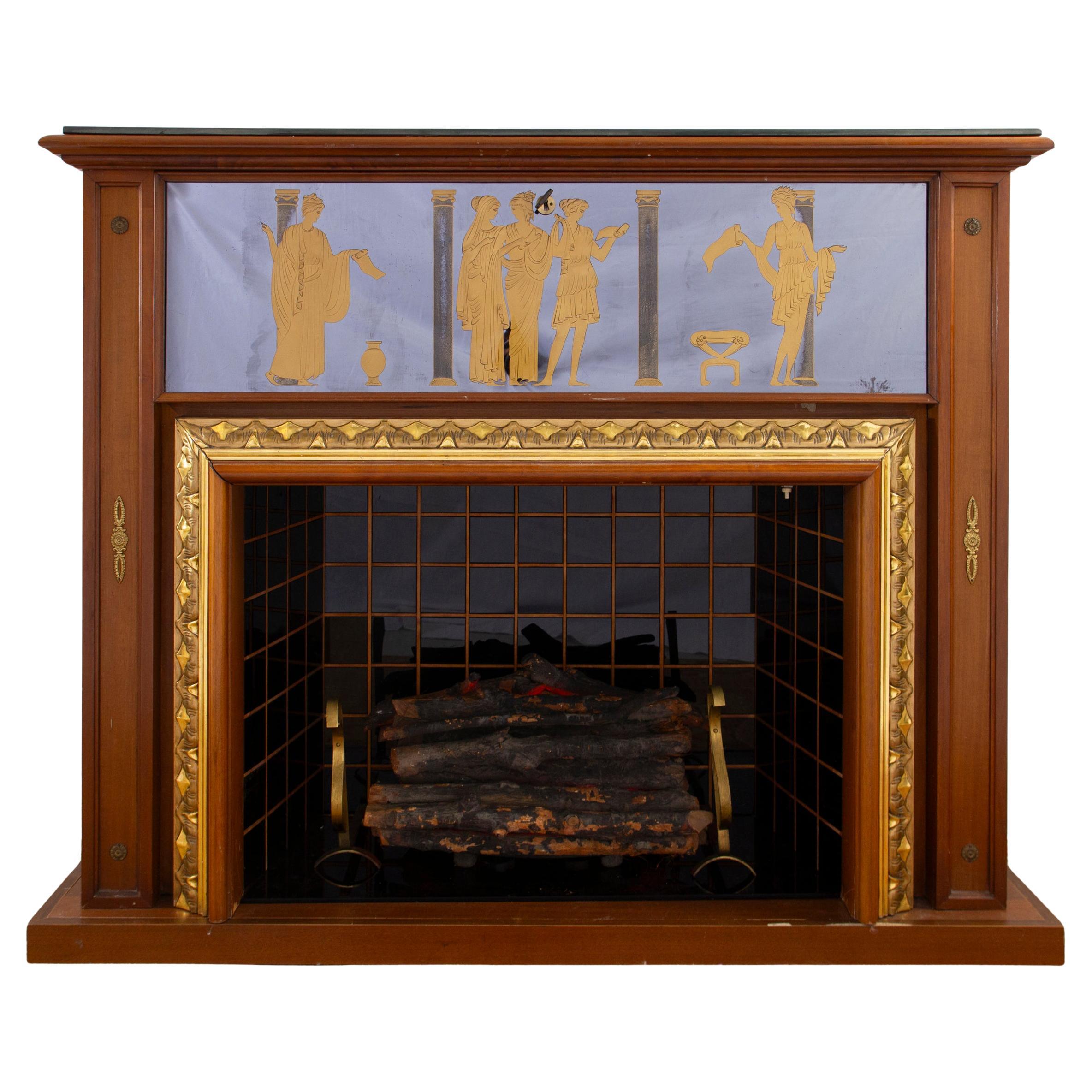 Curious Mid-Century Italian Bar Cabinet Fireplace  1940 
 by Luigi Brusotti For Sale