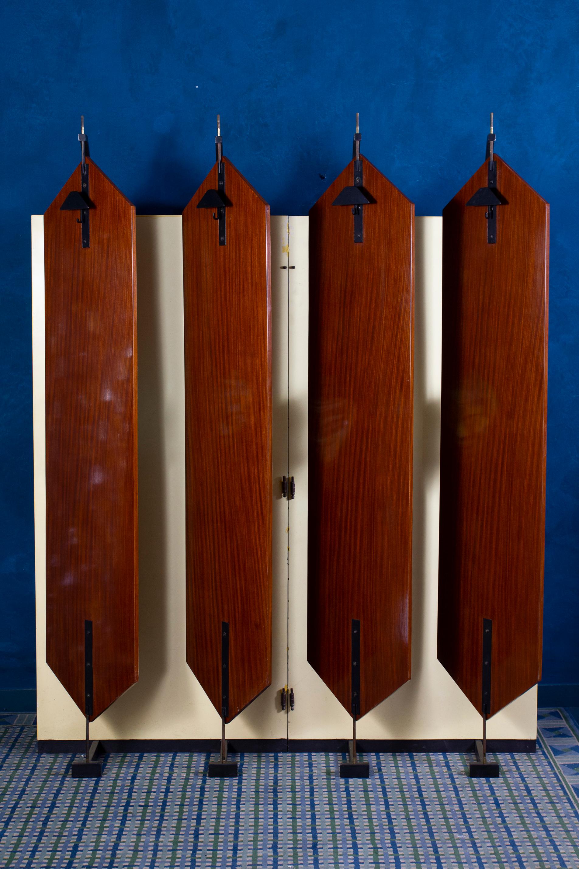 Mid-Century Modern Curious Mid-Century Wardrobe with Ceramic Masks, Italy, 1950' For Sale