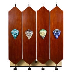 Curious Mid-Century Wardrobe with Ceramic Masks, Italy, 1950'