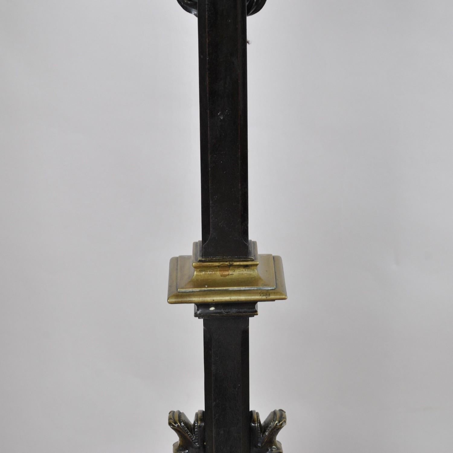 Curious Pair of Andirons in Patinated Bronze and Iron, in the Gothic Style, with For Sale 6