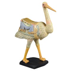 Curious Vintage Wooden Animal Figurin -Ostrich/Carousel, 1970s Hollywood Regency