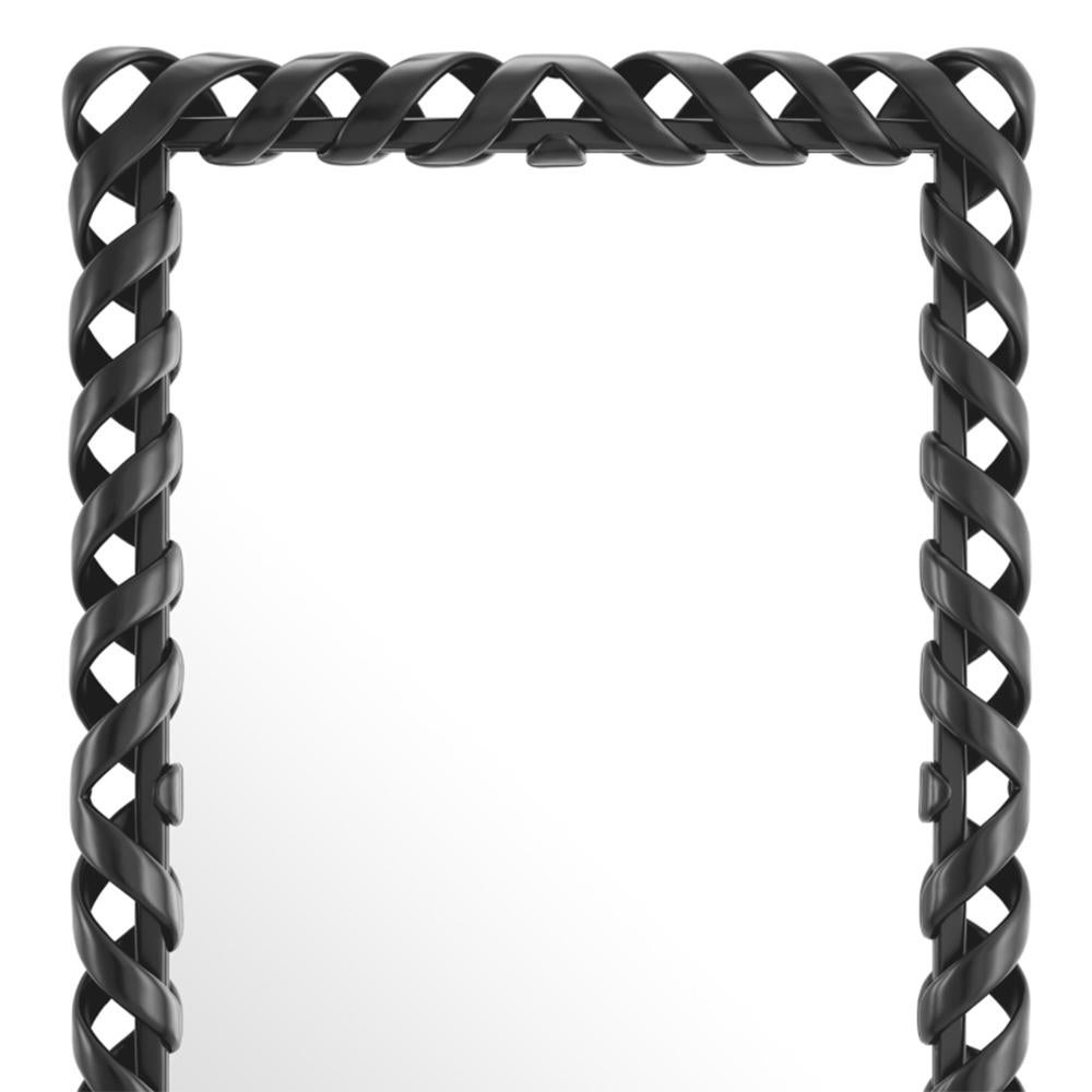 Espejo Curl Lacado Negro Indonesio en venta