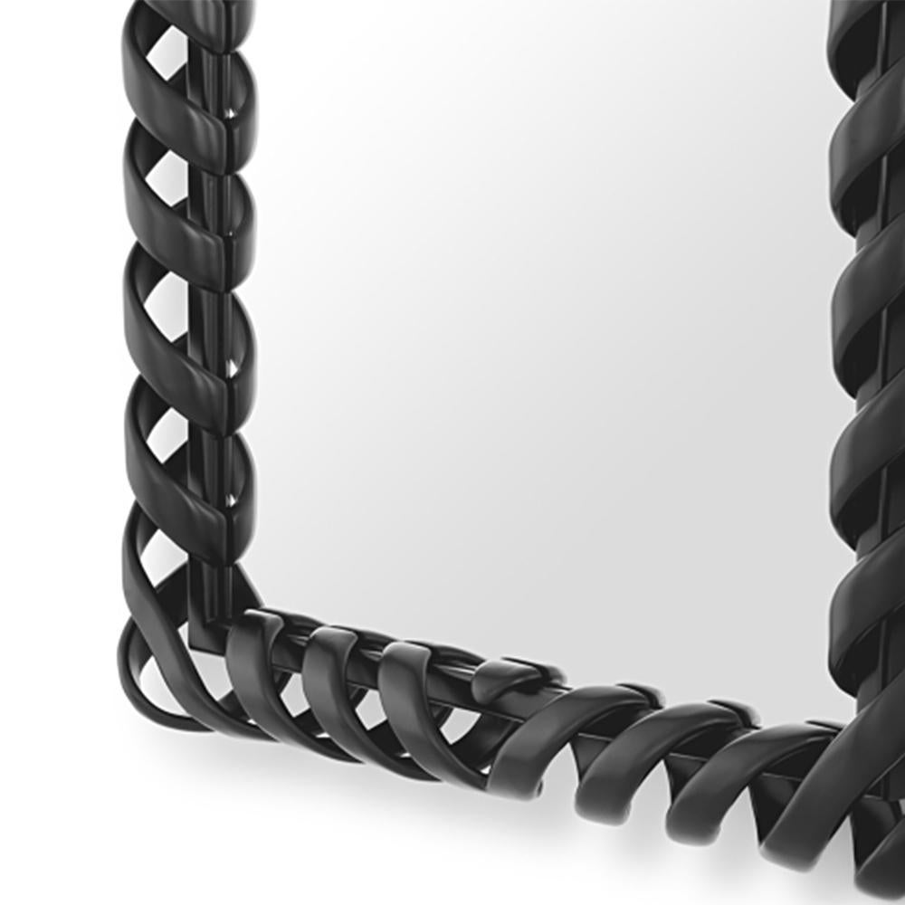 Espejo Curl Lacado Negro Vidrio en venta