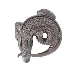 Curled Alligator Black Rhodium Plated Bronze Belt Buckle by John Landrum Bryant