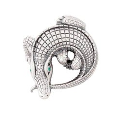 Curled Alligator Silver Plated Belt Buckle by John Landrum Bryant