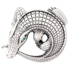 Curled Alligator Silver Plated Belt Buckle by John Landrum Bryant