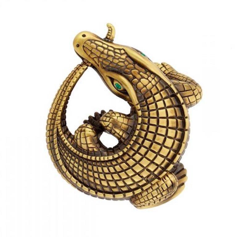 Curled Alligators Bronze Belt Buckle by John Landrum Bryant In New Condition For Sale In New York, NY