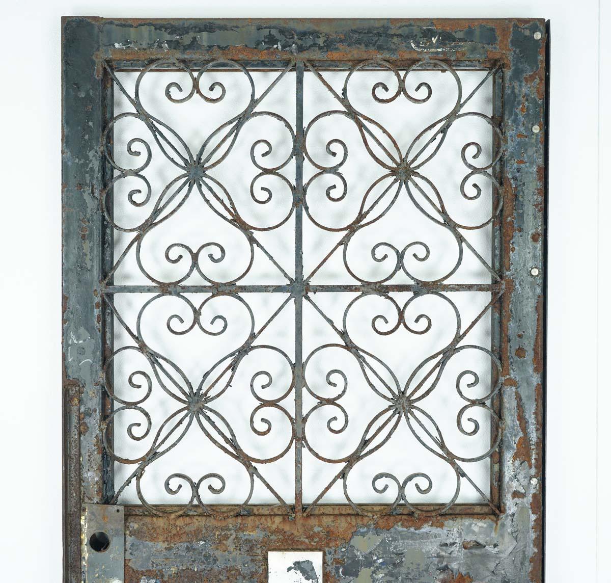 Curled Wrought Iron & Steel Entry Door 83.625 in. x 36 in. In Good Condition In New York, NY