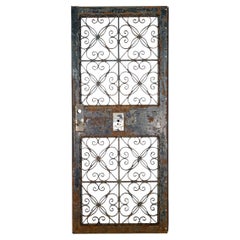 Porta d'ingresso in ferro battuto e acciaio arricciato da 83,625 x 36 pollici.