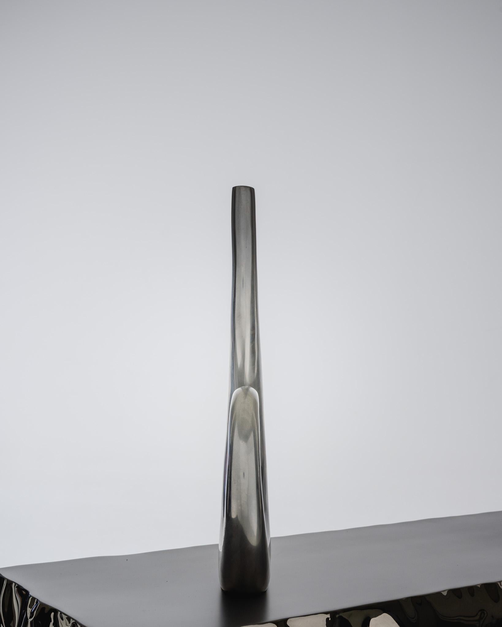 European Curly Aluminum Soliflore, 1980s For Sale