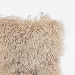 Tibet Lamb Beige Square Cushion by Muchi Decor, Made in Italy