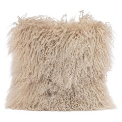 Tibet Lamb Beige Square Cushion by Muchi Decor, Made in Italy