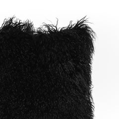 Schwarzes quadratisches Tibet-Lammfell-Kissen von Muchi Decor, hergestellt in Italien