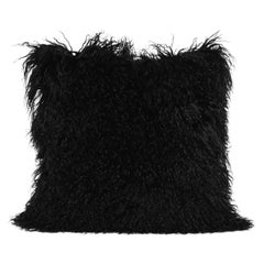Tibet Lamb Black Square Cushion by Muchi Decor, Made in Italy