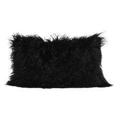 Tibet Lamb Black Lumbar Cushion by Muchi Decor, Made in Italy